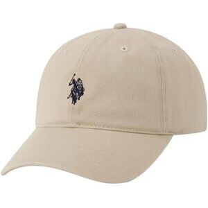 Mens Baseball Cap Polo Style Adjustable Hat Solid Stone Gray Pony Logo Golf Hat